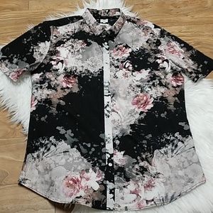River Island Slim Fit Floral Rose Print Button Up